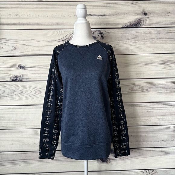 Burton Navy Blue Patterned Quartz Crewneck Fleece Sweatshirt - Picture 4 of 12